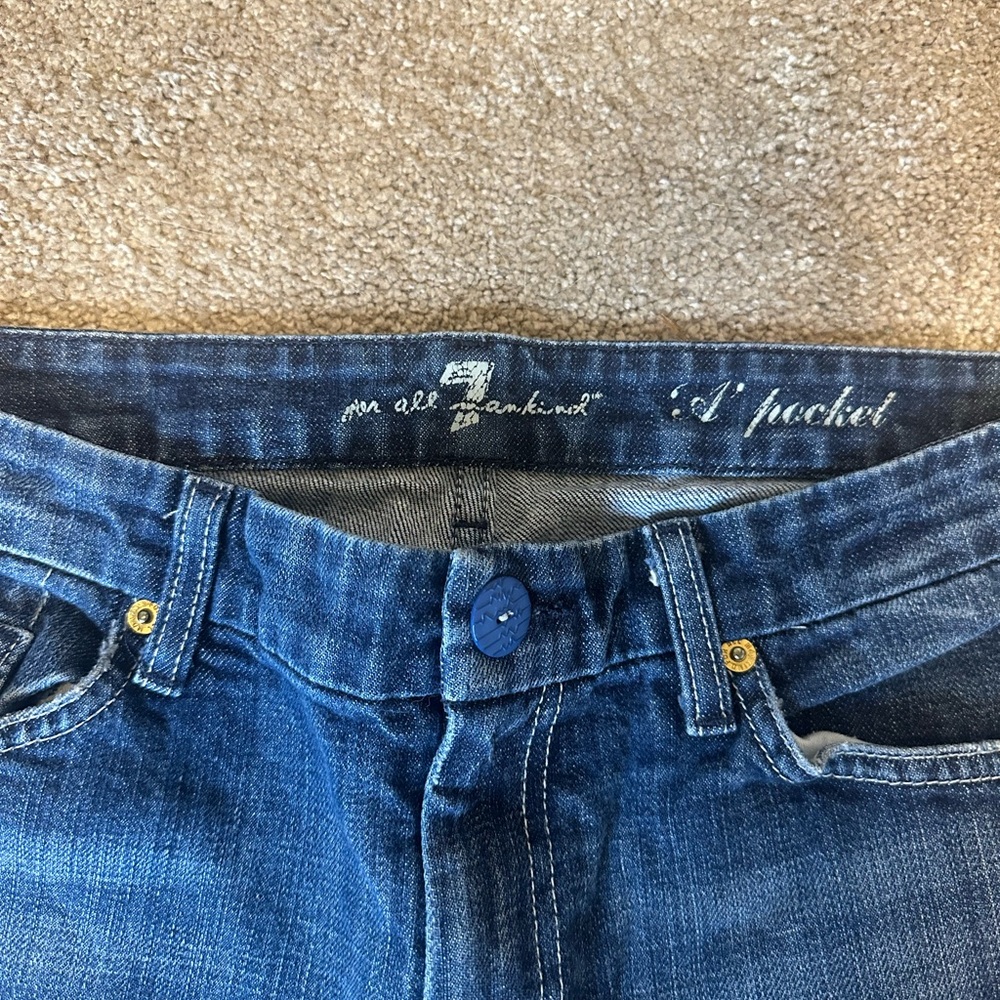 7 For All Mankind Dark Blue Flare Jeans - Picture 3 of 15